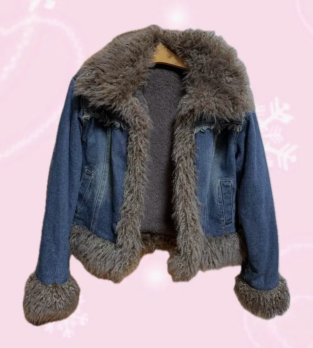 デニム ファー ジャケット 冬 グランジ ヴィンテージ コート アウター デニムジャケット インディゴデニム