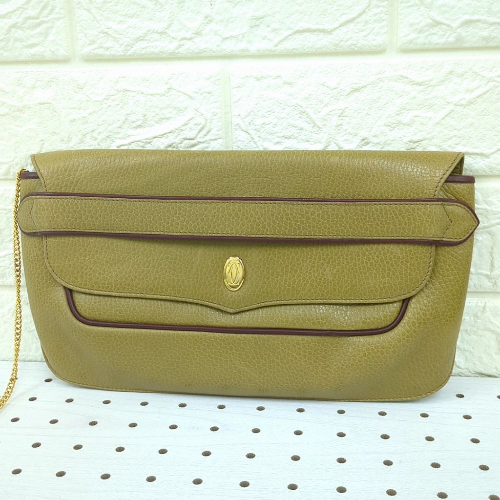 カルティエ クラッチバッグ - スモールポーチ マスタード ゴールド金具