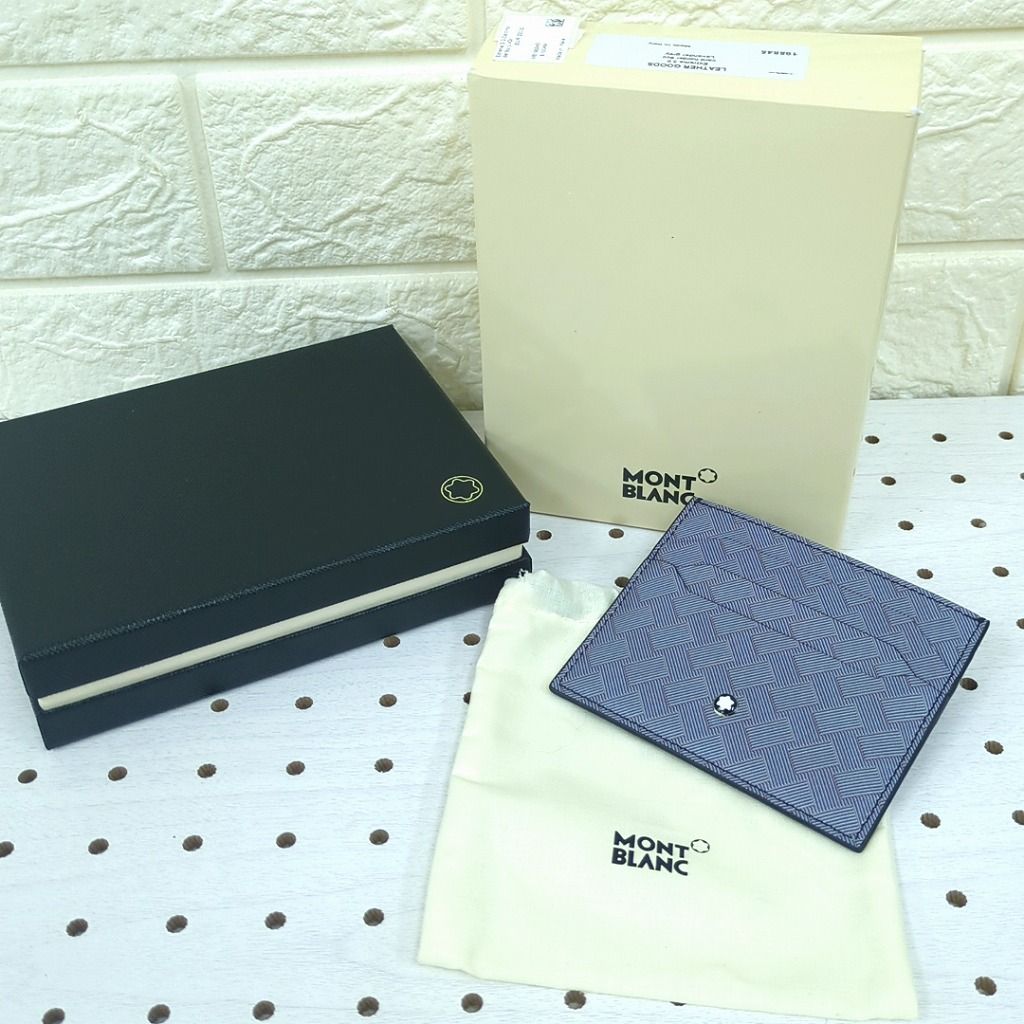 MONTBLANC モンブラン レザー カードホルダー ブラック ブルー系 イタリア製