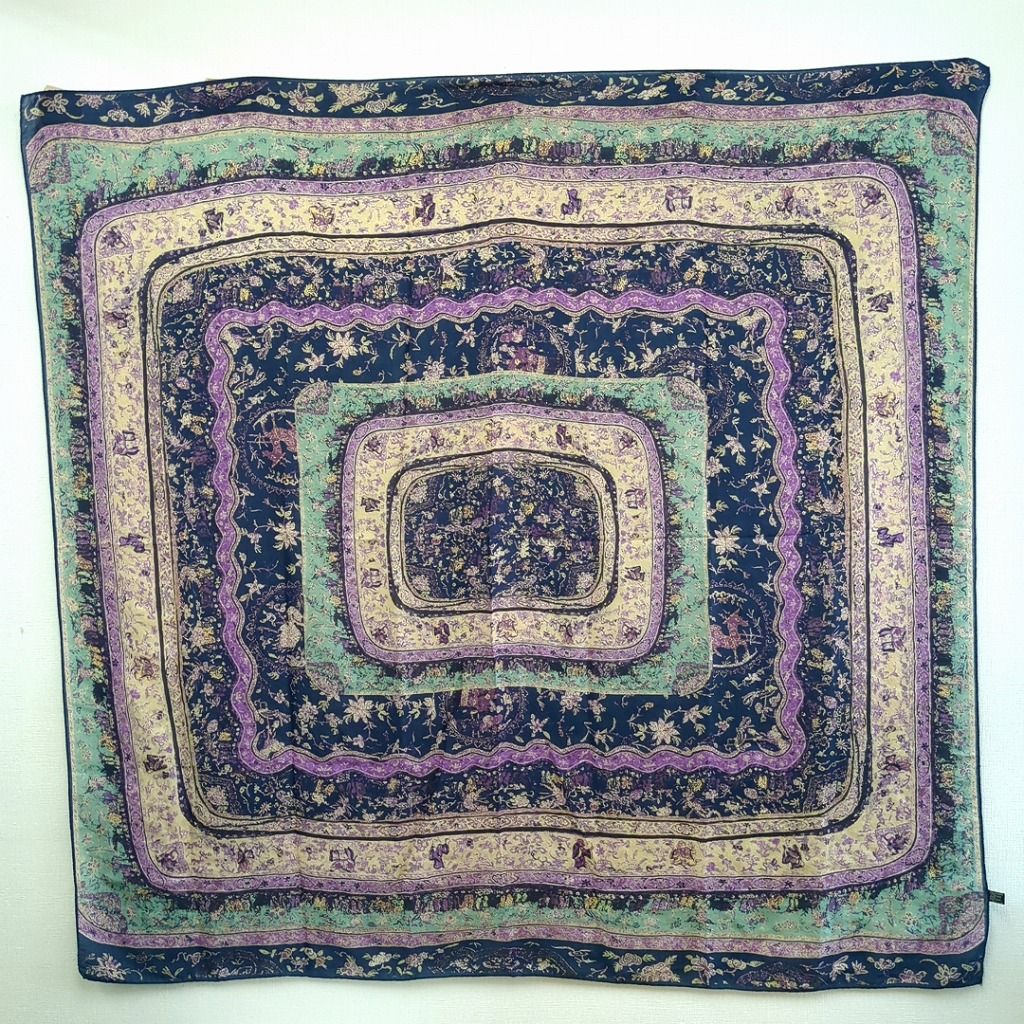 エトロ 大判 スカーフ ショール 50 ウール 50 シルク イタリア製