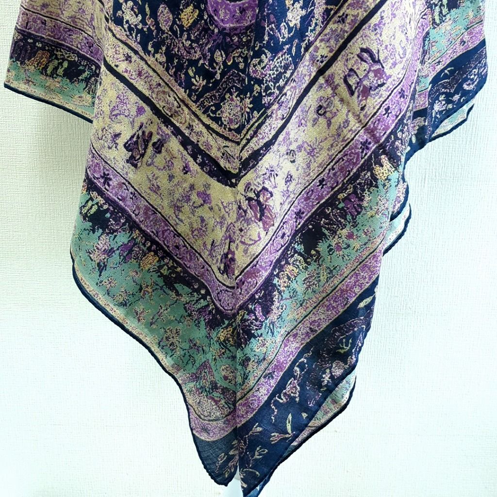  エトロ 大判 スカーフ ショール 50 ウール シルク イタリア製 ストール ショール 小物