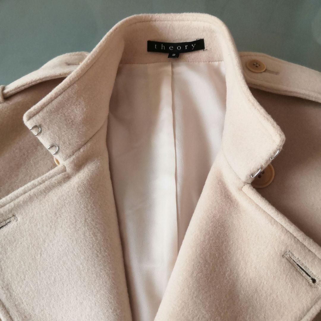 theory セオリー ショート丈コート カシミヤ アンゴラ混ベージュ