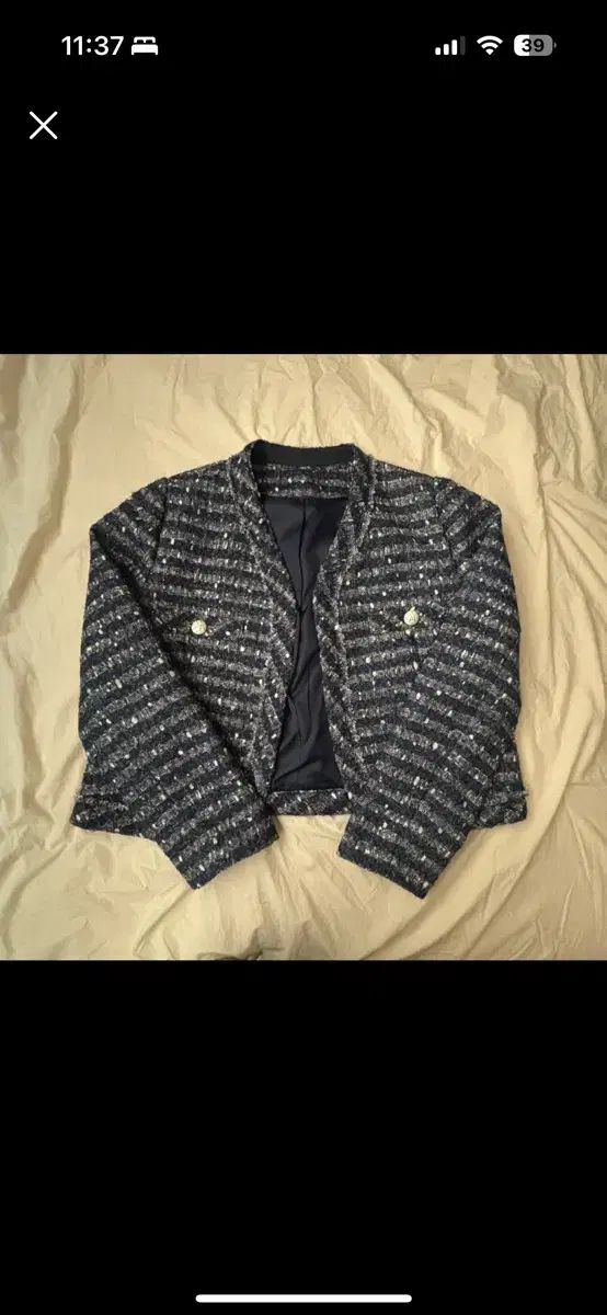 ネイビー マインst ツイード ジャケット