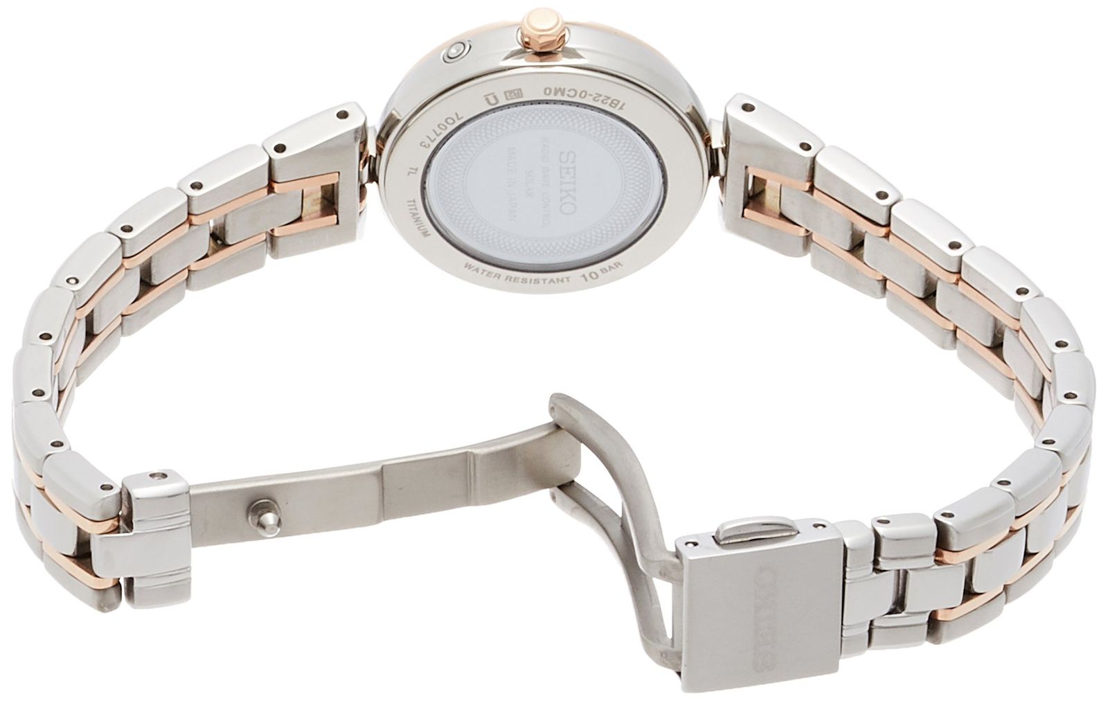 セイコーウォッチ 腕時計 エクセリーヌ ソーラー電波 チタンモデル 白蝶貝文字盤 SWCW134 レディース シルバー