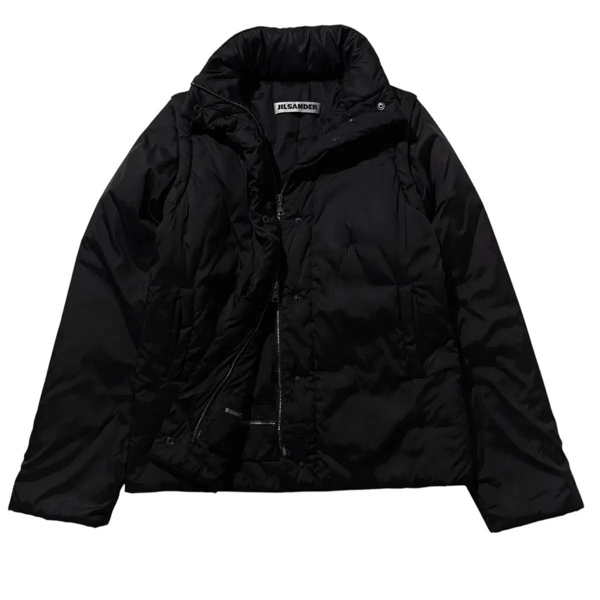 レディースS Jil Sander ジルサンダー デザインテープ detachable ショートアウター ブラック