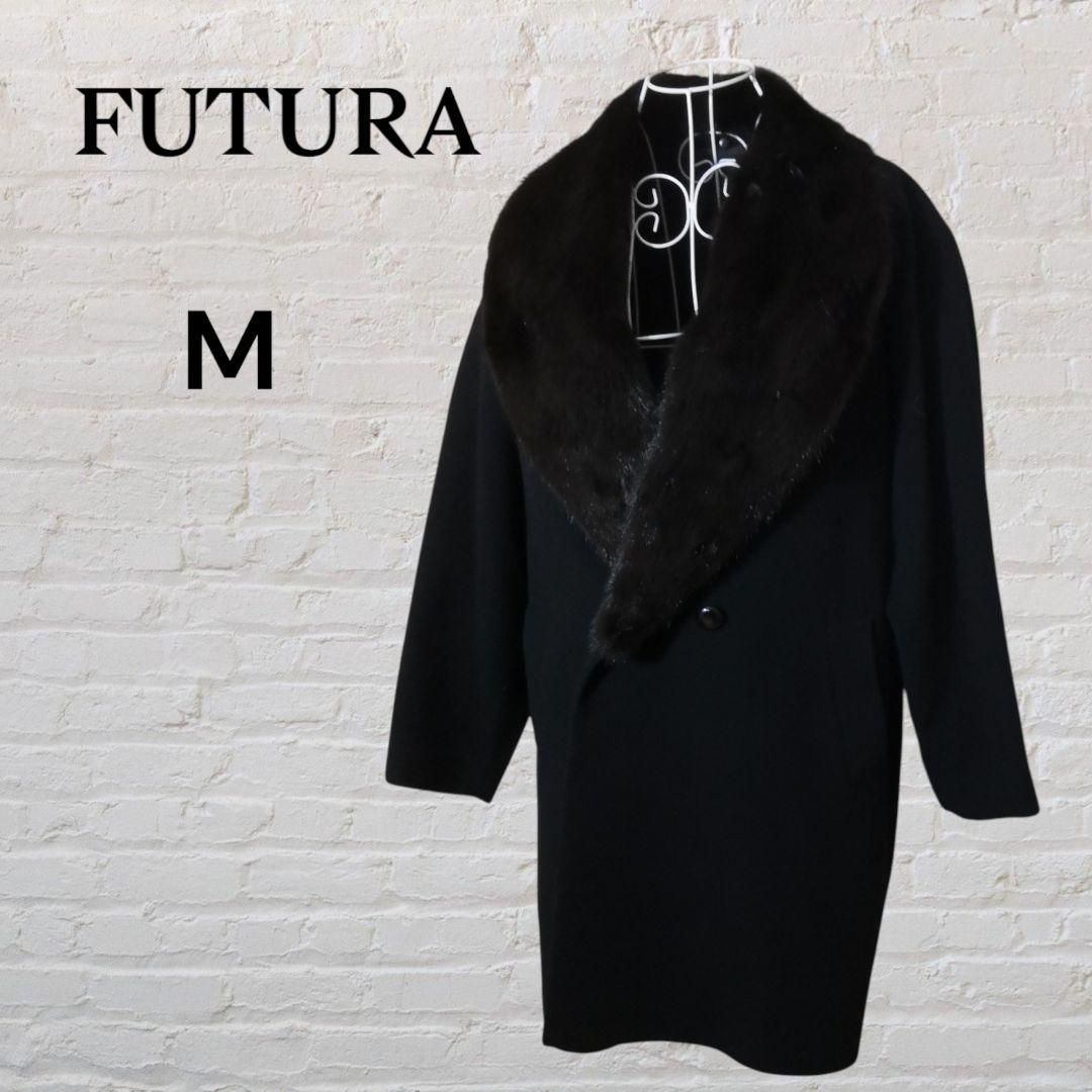 リアルファー 黒コート 13号 FUTURA フューチュラ リアルファーカラー付き コート 黒 M - メルカリ
