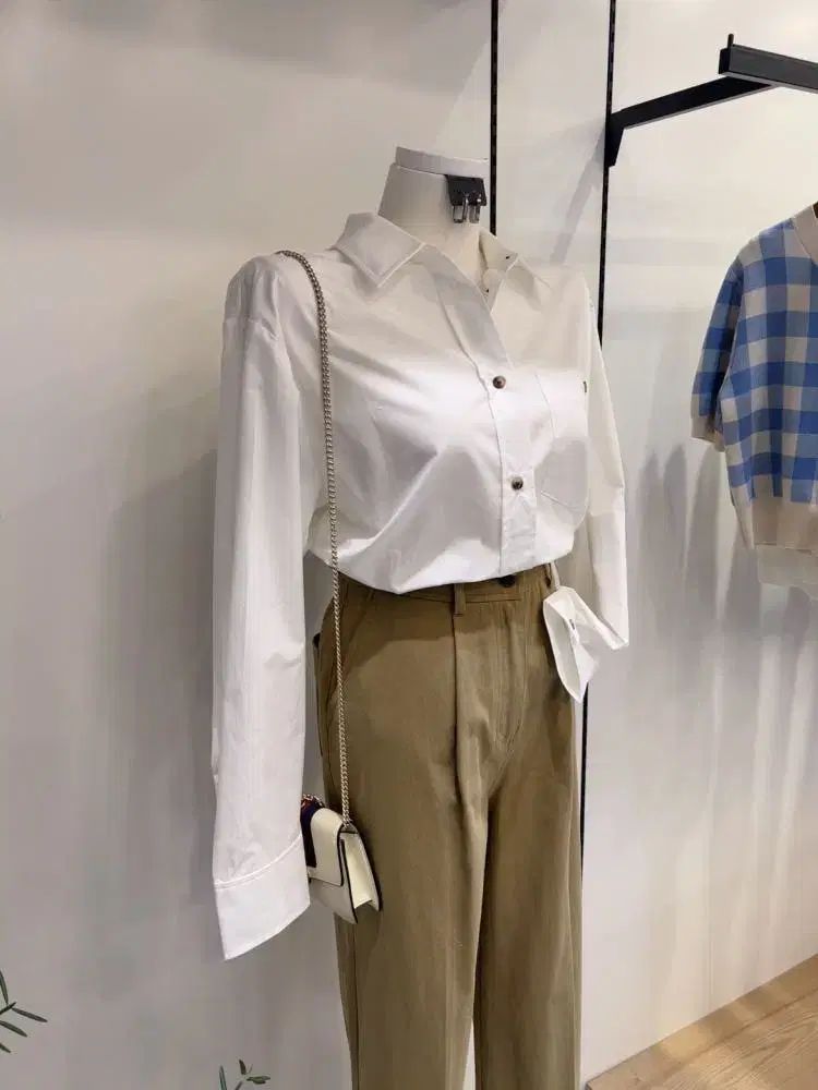 アトリエナイン クリーム エド カジュアル コットン シャツ