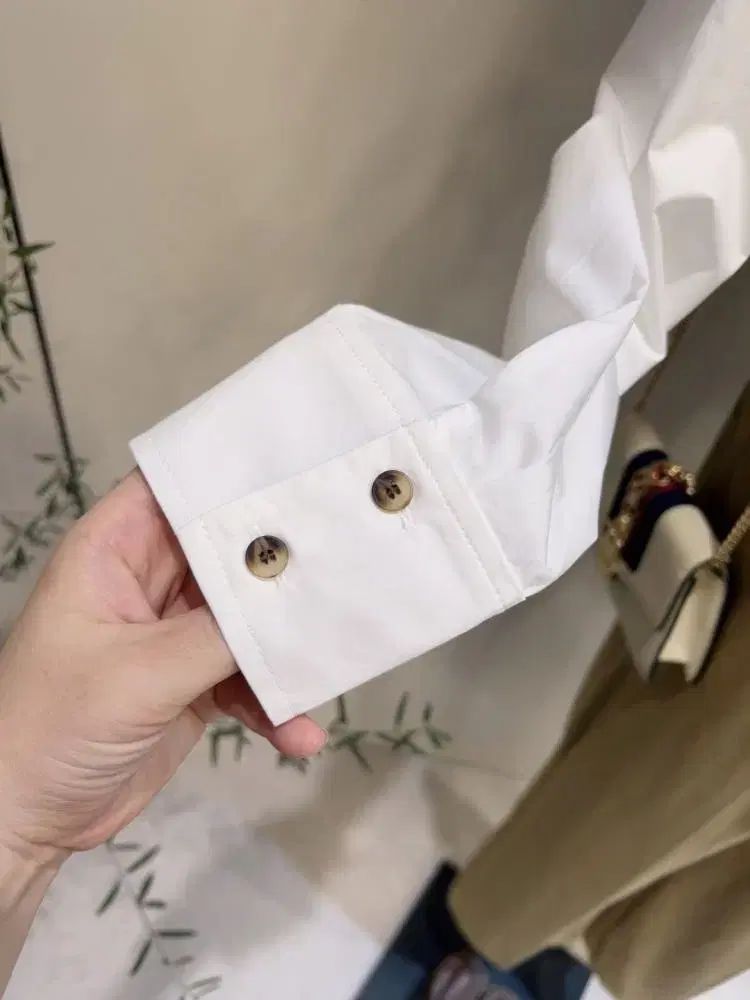  アトリエナイン クリーム エド カジュアル コットン シャツ 長袖 シャツ ブラウス