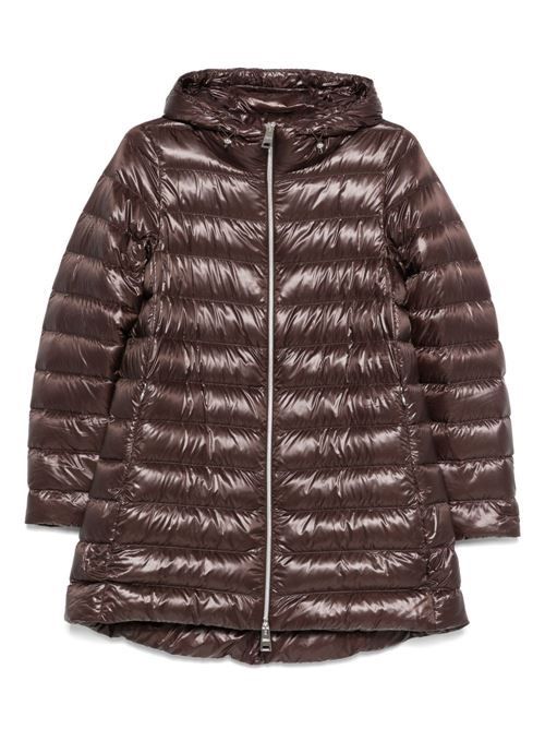 HERNO チョコレート ブラウン ミディAシェイプダウンジャケット