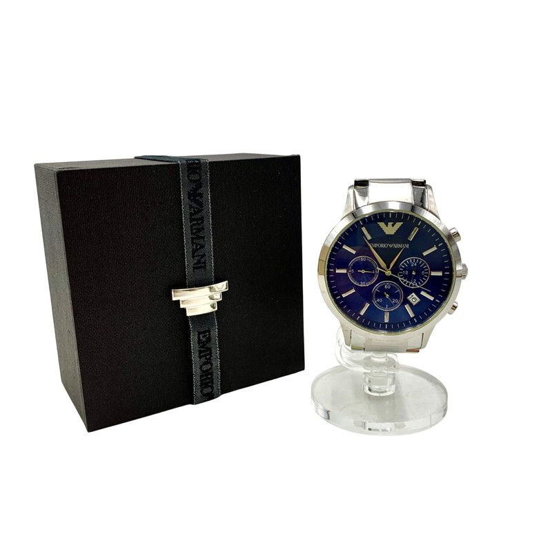 品 Emporio Armani エンポリオ アルマーニ AR 2448 クロノグラフ ブルー文字盤 腕時計 197 251116 as 12 izu