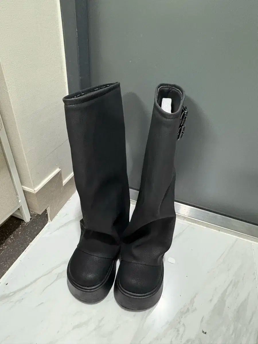  당당걸 츠케빗 フォールディング ジッパー ダブル バックル ストラップ ウォーマー 厚底 ロング ブーツ その他 ブーツ