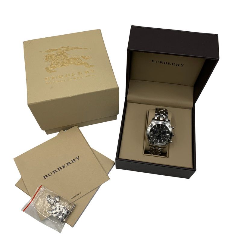品 BURBERRY バーバリー CHRONOGRAPH BU1850 クロノグラフ グレー文字盤 腕時計 197-251116-as-13-izu