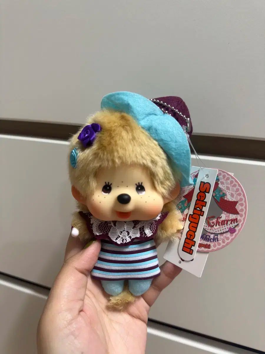 大きいサイズ ブルー ローズ モンチッチ キーホルダー