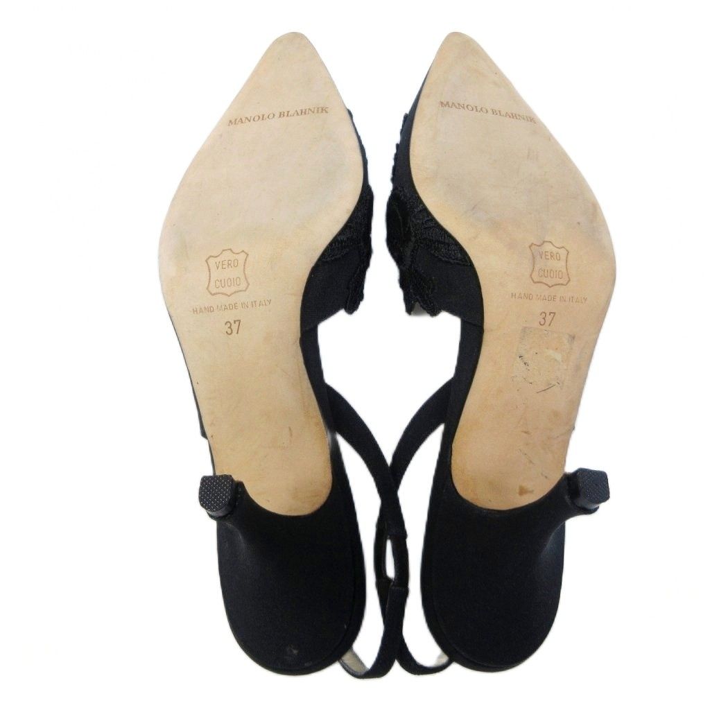 マノロブラニク MANOLO BLAHNIK ミュール レース 刺繍 バック