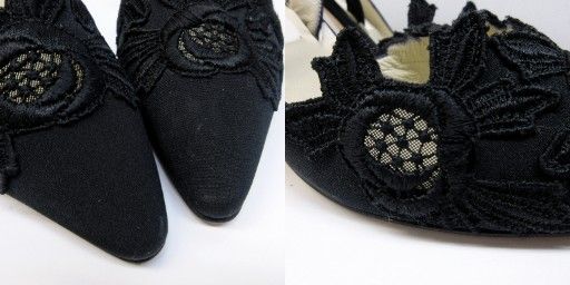 マノロブラニク MANOLO BLAHNIK ミュール レース 刺繍 バック