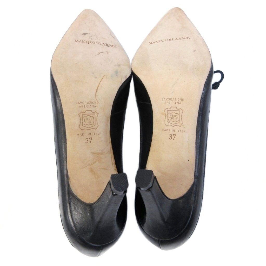 新品未使用✨MANOLOBLAHNIK ハイヒール　ブラック　レザー　パンプス マノロブラニク MANOLO BLAHNIK パンプス スエード 切替 レザー レース
