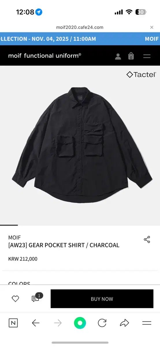 3 MOIF ギア ポケット シャツ チャコール