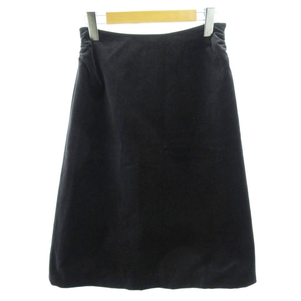 ドゥロワー Drawer ベルベット ロングスカート ギャザー 黒系 ブラック