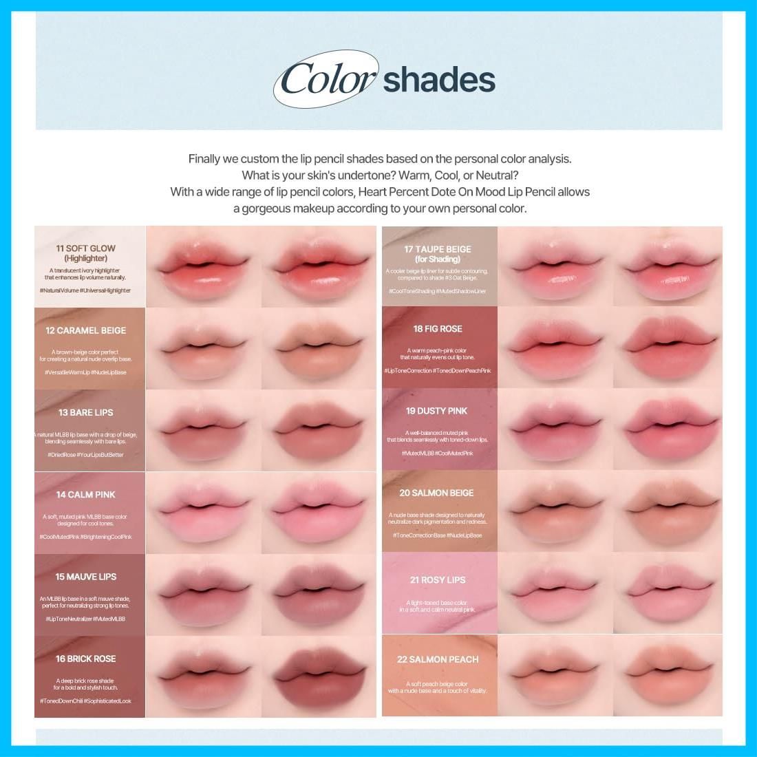 ハートパーセント Heart Percent ドットオンムードリップペンシル Dote On Mood Lip Pencil リップライナー リップベース シェディング チーク マルチ4 in 1リップペンシル 口角ライナー 06.ローズベージュ