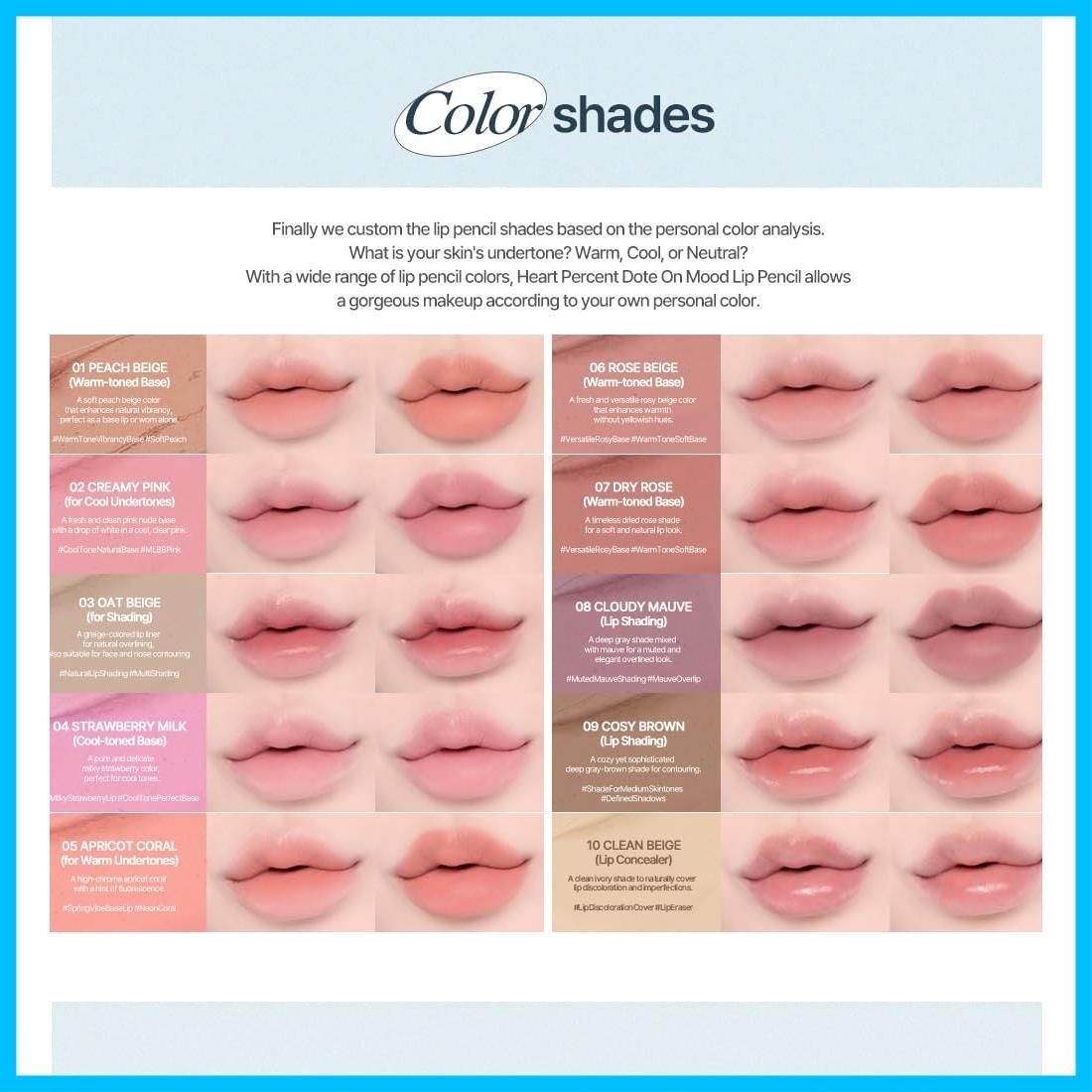  Pencil Lip リップライナー リップベース シェディング チーク Mood On マルチ4 in 1リップペンシル Dote 口角ライナー ドットオンムードリップペンシル 11.ソフトグロウ SOFT Percent GLOW ハートパ リップライナー メイクアップ