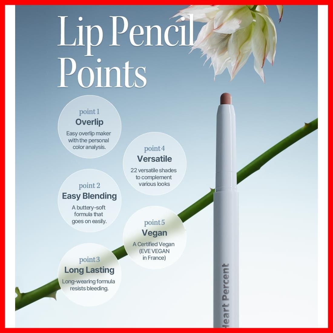 口角ライナー マルチ4 in 1リップペンシル 10. リップライナー リップベース シェディング チーク Pencil Lip クリーンベージュ CLEAN Mood On Dote BEIGE ドットオンムードリップペンシル Percent