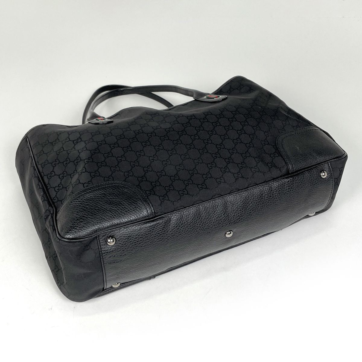 グッチ GUCCI GG柄 トートバッグ ショルダーバッグ シェリーライン ウェブ トートバッグ ナイロン ブラック 293589 レディース