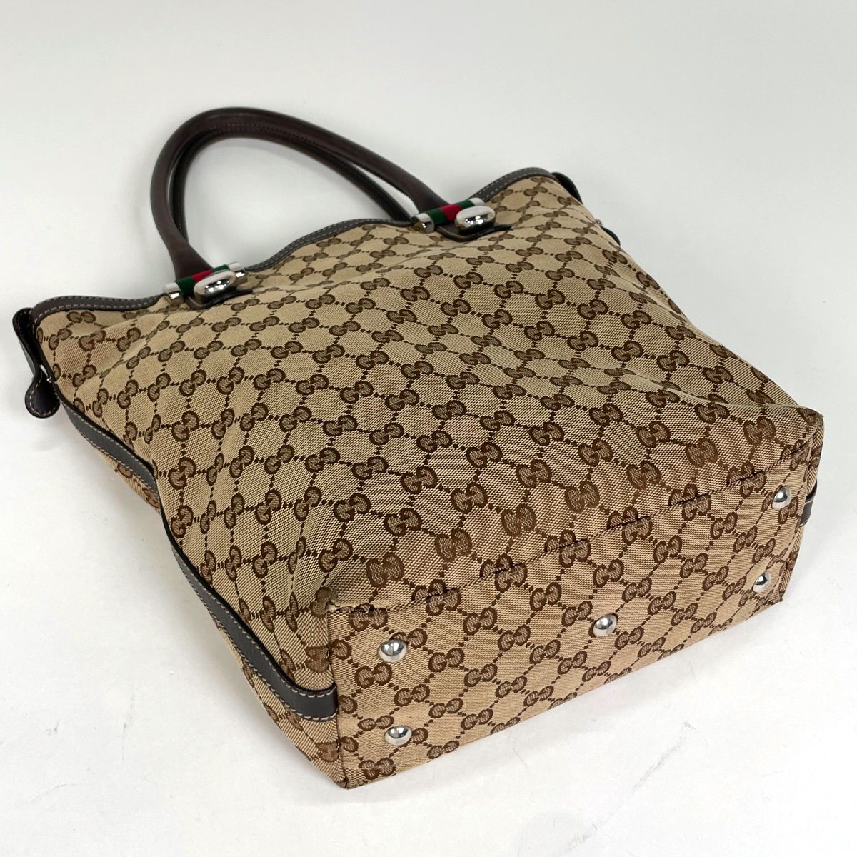 グッチ GUCCI GG柄 トートバッグ 肩掛け ショルダーバッグ シェリーライン ウェブ トートバッグ GGキャンバス ブラウン 232970 レディース