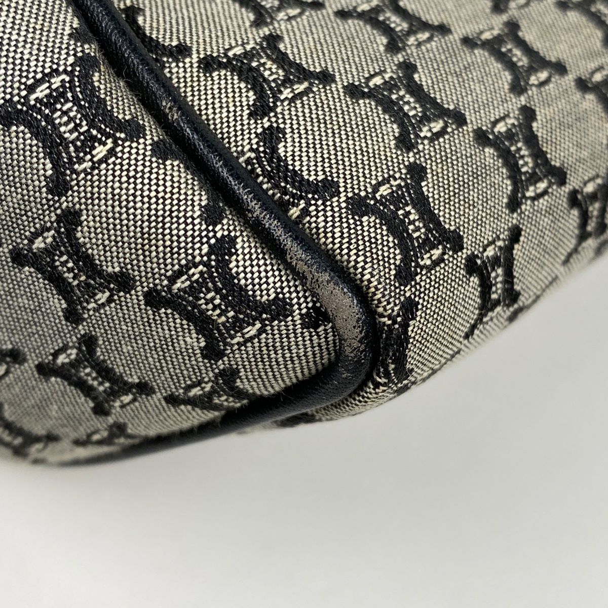 CELINE マカダム柄ハンドバッグ　ブラック マカダム柄ハーフムーンハンドバッグ ブラック ヴィンテージ|セリーヌ