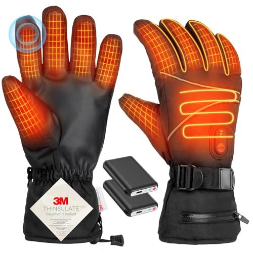 電熱グローブ 冬 16000mAhバッテリー付き 電熱手袋 ヒーター手袋 バイク用 65℃最高温度 3Mシンサレート 電気手袋 メンズ レディース DC給電 3段階温度調節 防寒グローブ スマホ対応 タッチパネル 滑り止め 裏起 4dacd673