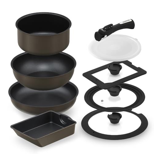 アイリスオーヤマ フライパン 9点セット ダイヤモンドコートパン マルチエッグパン入り 蓋付き IH ガス火対応 こびりつきにくい お手入れ簡単 MEGI-9S ブラウンメタリック ccb46267