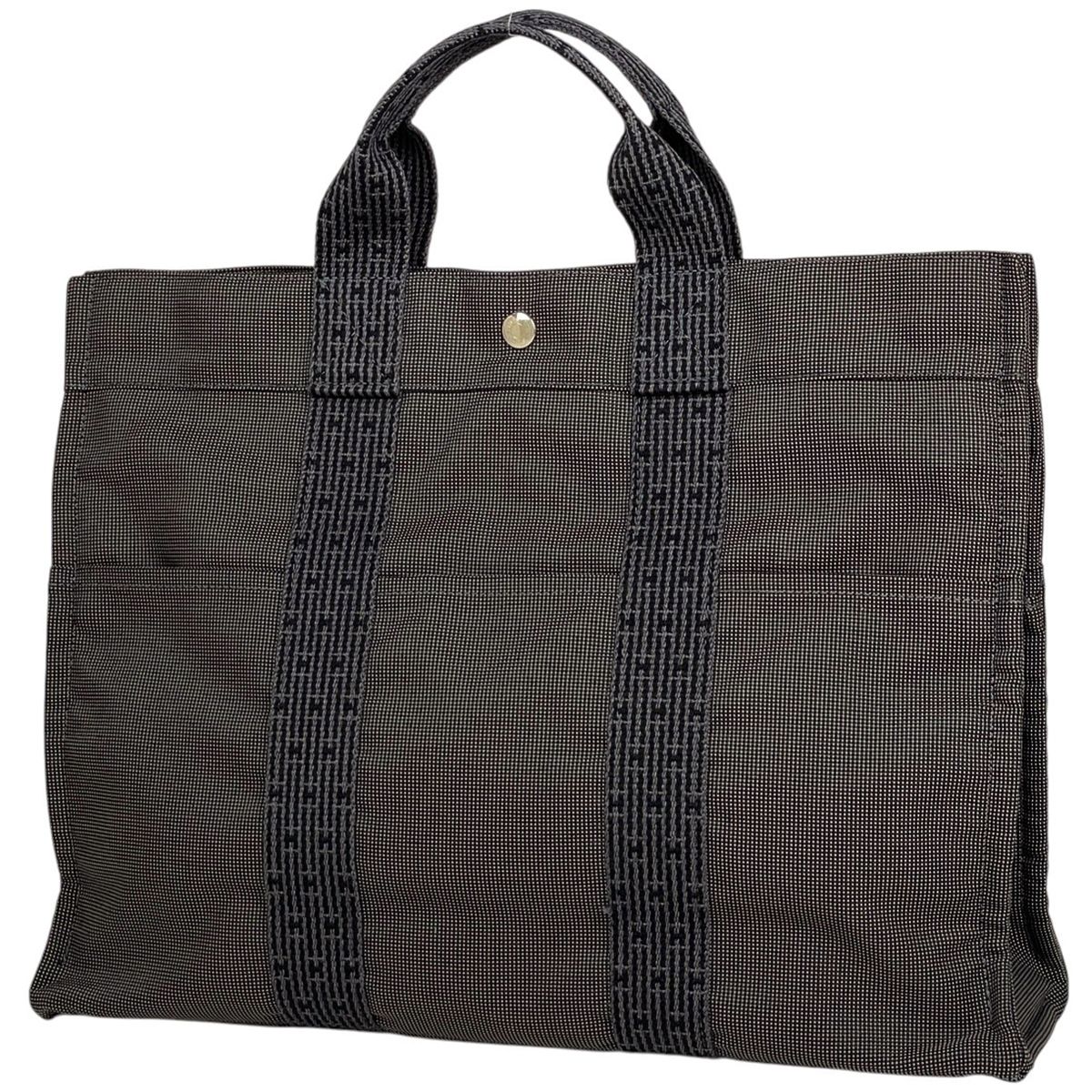 エルメス HERMES エールラインMM ハンドバッグ トートバッグ ナイロンキャンバス グレー レディース