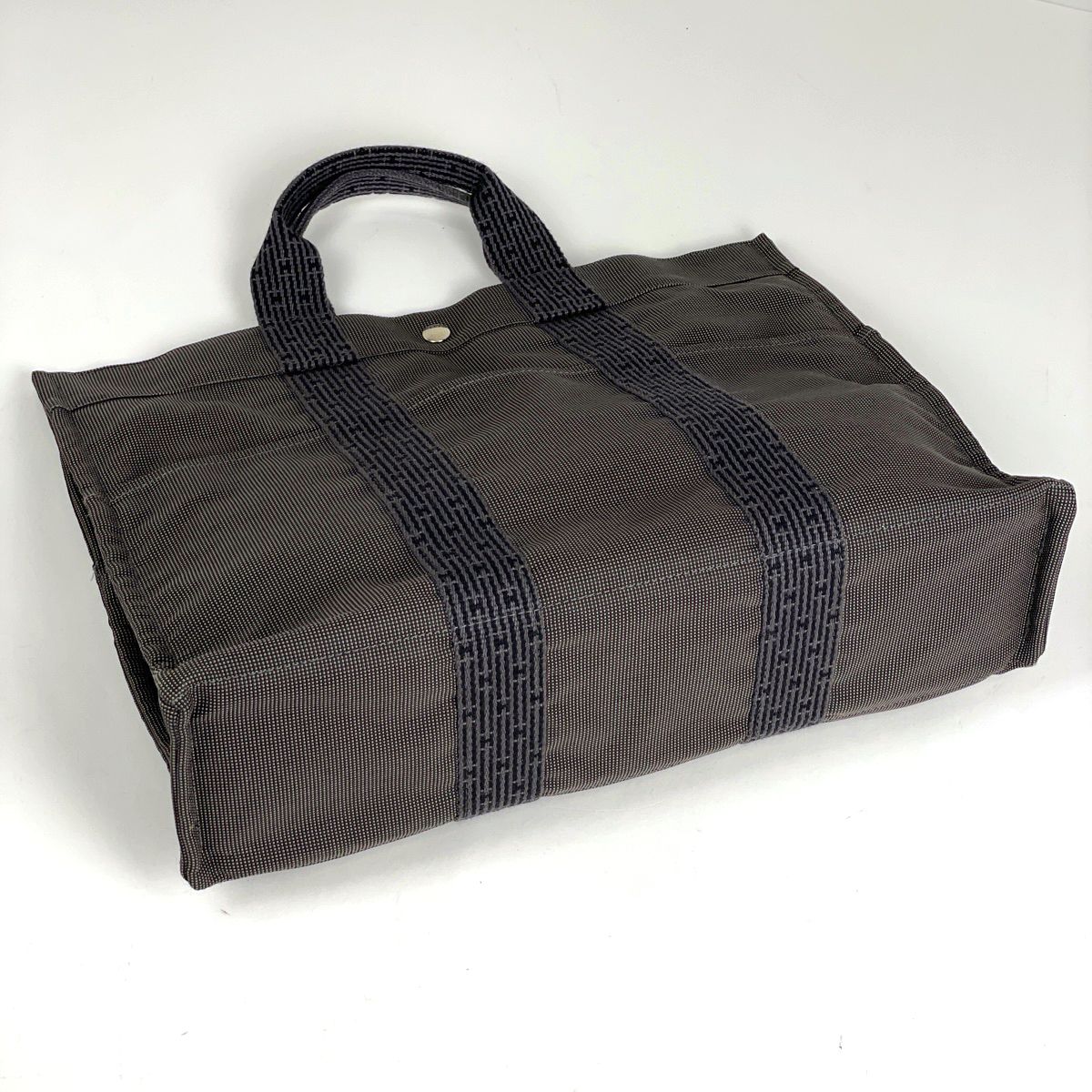 エルメス HERMES エールラインMM ハンドバッグ トートバッグ ナイロンキャンバス グレー レディース