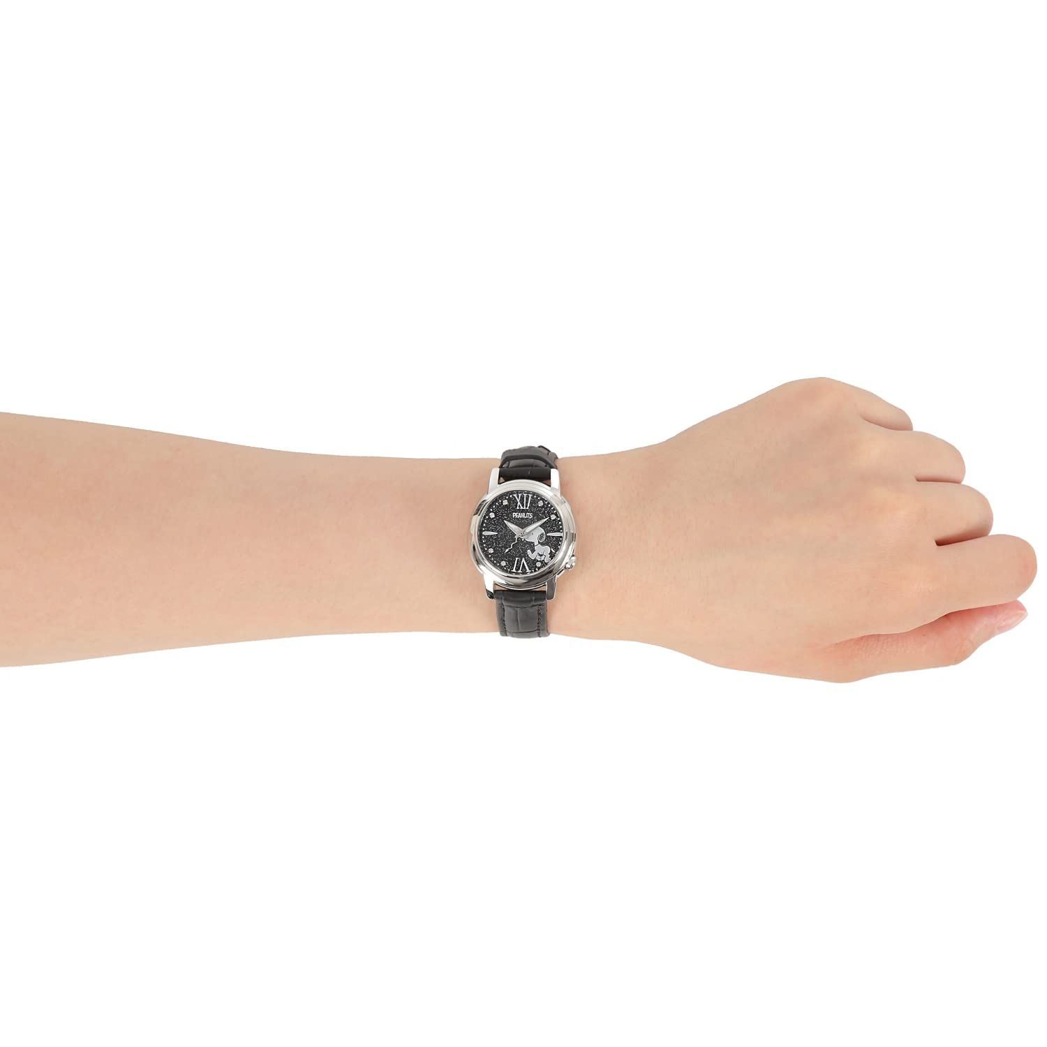 早いもの勝ち スヌーピー レディース腕時計 世界 各100本 シリアルナンバー入り 日本企画モデル 本革ベルト ブラック ブラック