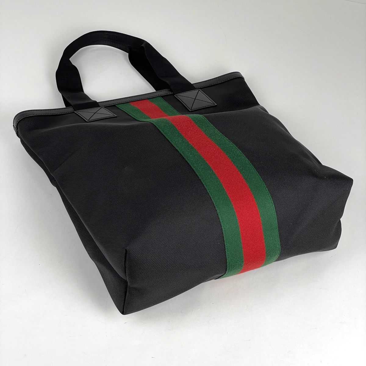 グッチ GUCCI ロゴ トートバッグ ショルダーバッグ シェリーライン ウェブ トートバッグ ナイロン ブラック 631245 レディース