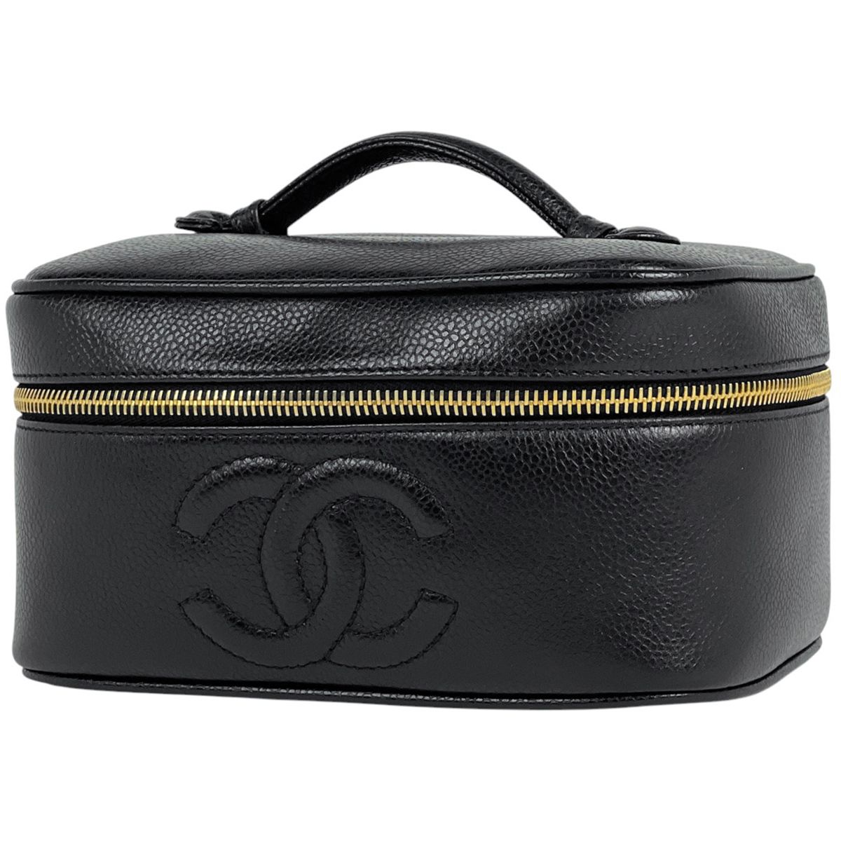 シャネル CHANEL ココマーク バニティバッグ メイク 小物入れ 化粧ポーチ キャビアスキン ブラック レディース