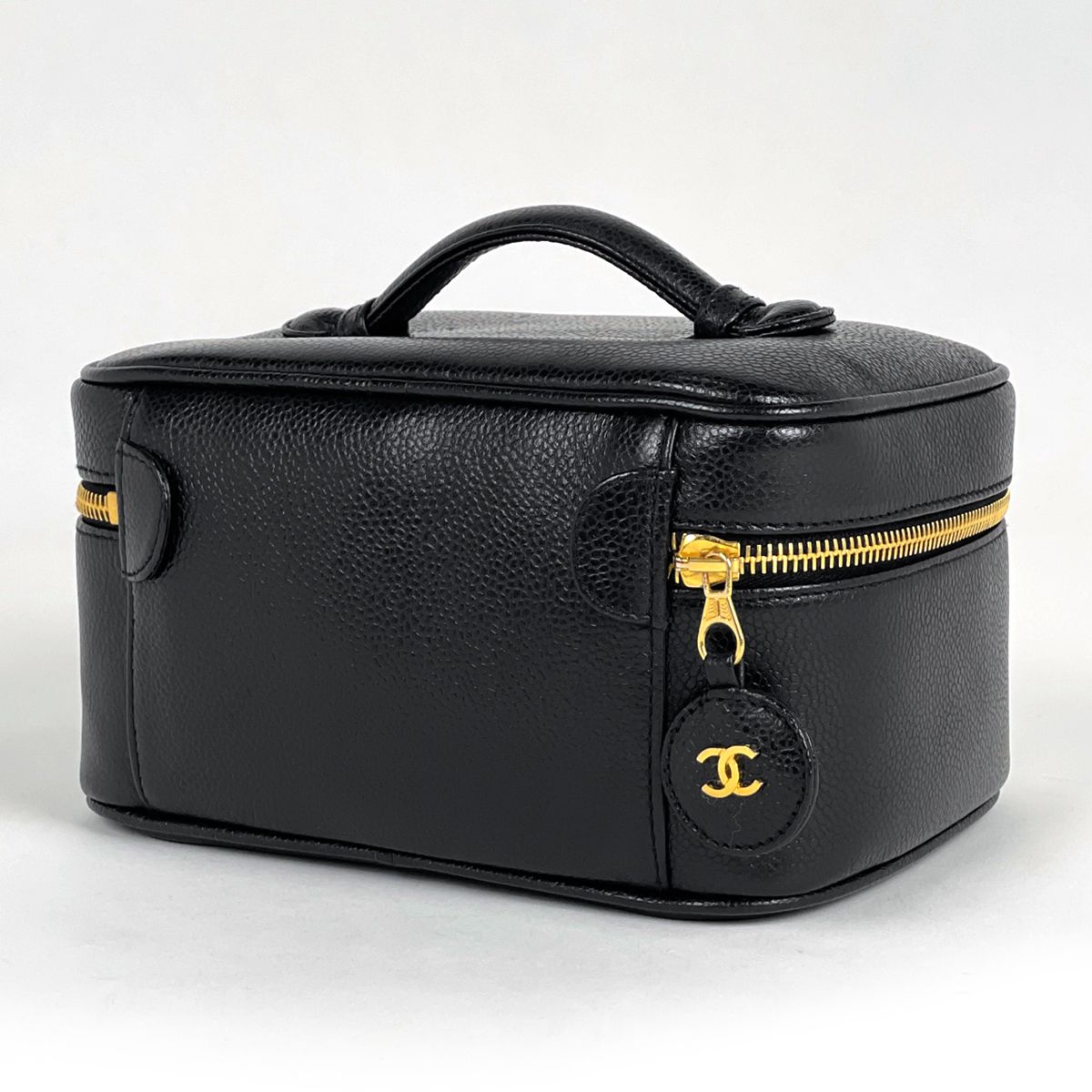 シャネル CHANEL ココマーク バニティバッグ メイク 小物入れ 化粧ポーチ キャビアスキン ブラック レディース
