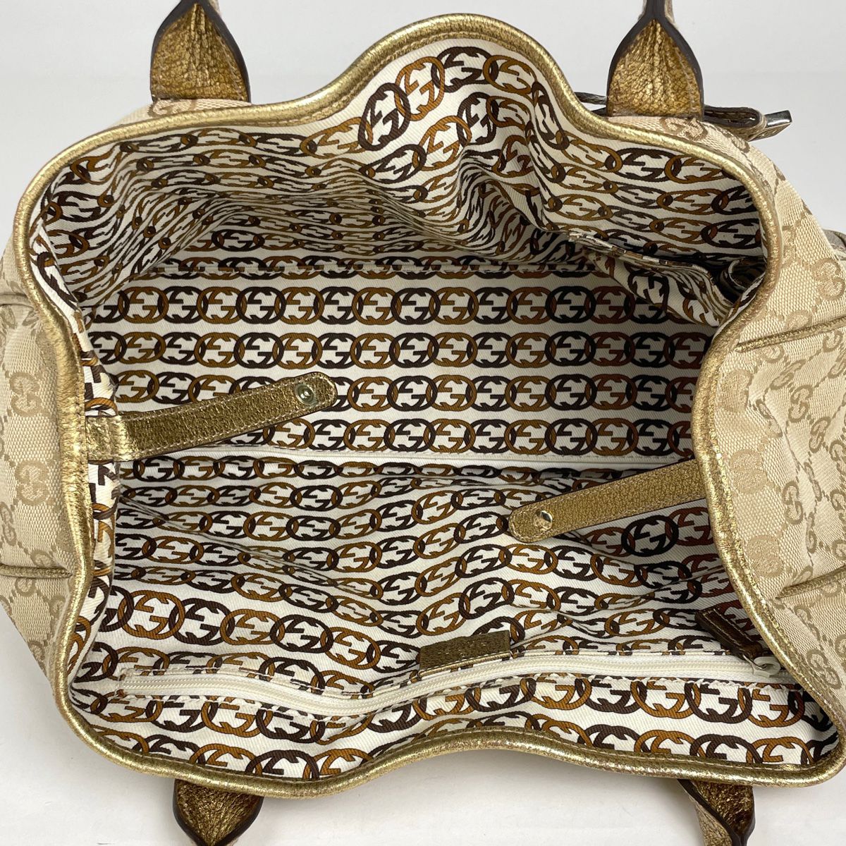  グッチ GUCCI プリンシー トートバッグ ショルダーバッグ リボン GGキャンバス ベージュ ゴールド 163805 レディース トートバッグ バッグ