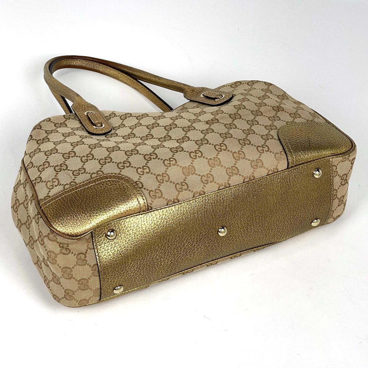 グッチ GUCCI プリンシー トートバッグ ショルダーバッグ リボン トートバッグ GGキャンバス ベージュ ゴールド 163805 レディース