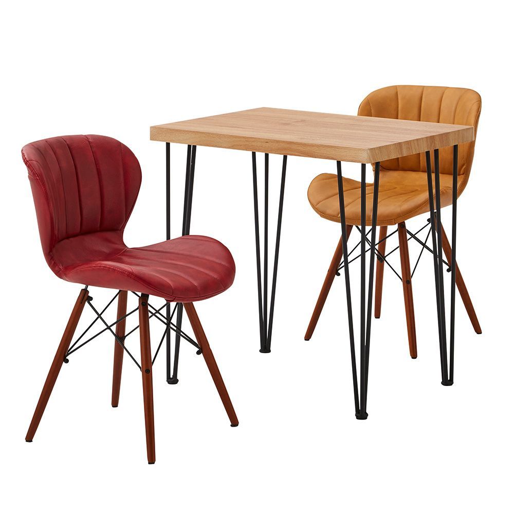 レザー調ダイニングチェア2脚 75㎝幅テーブル 3点セット Layne Umbure SH 22 VLD 3 YERD