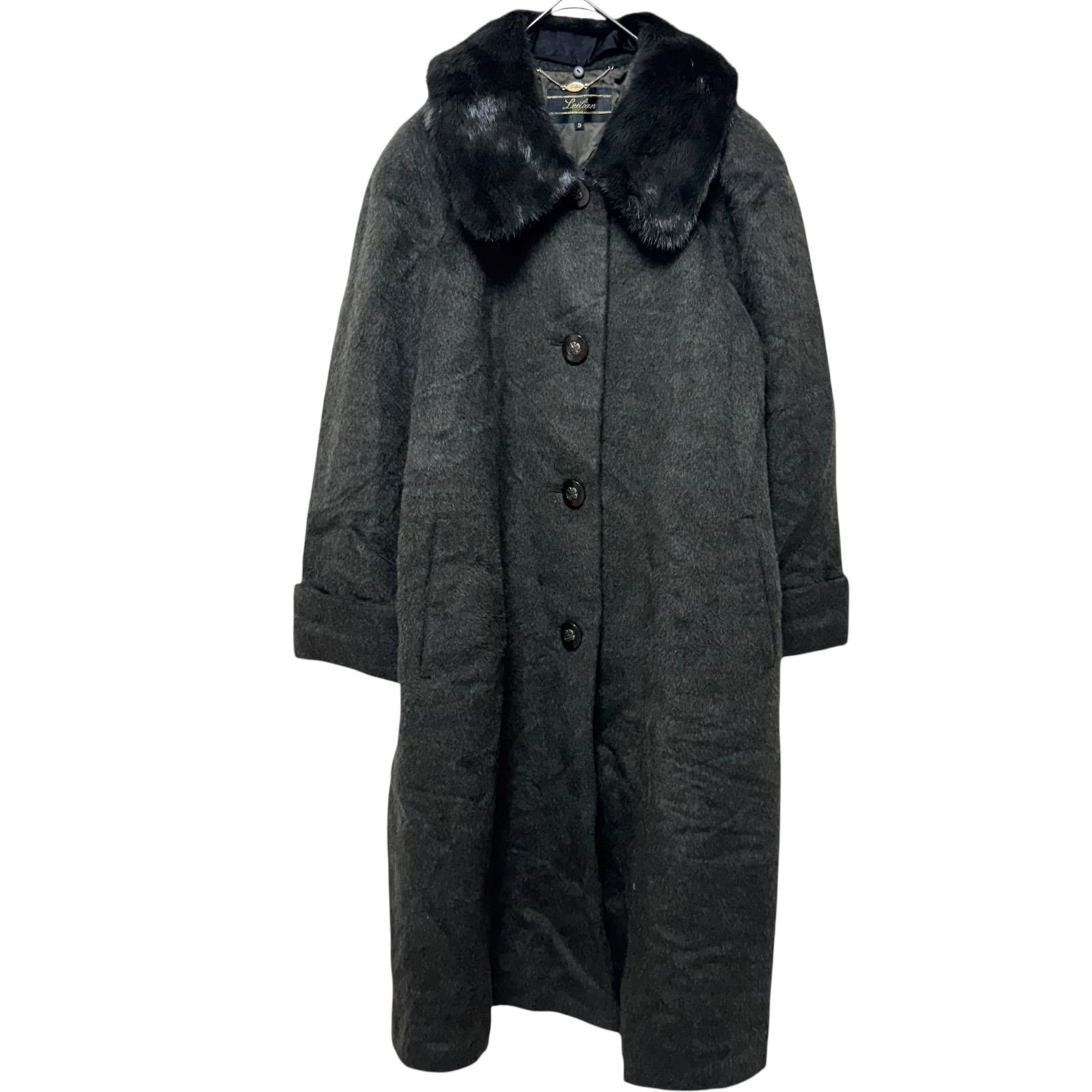 一点物】Leilian レリアン ミンクファー付きロングコート 深緑系 9