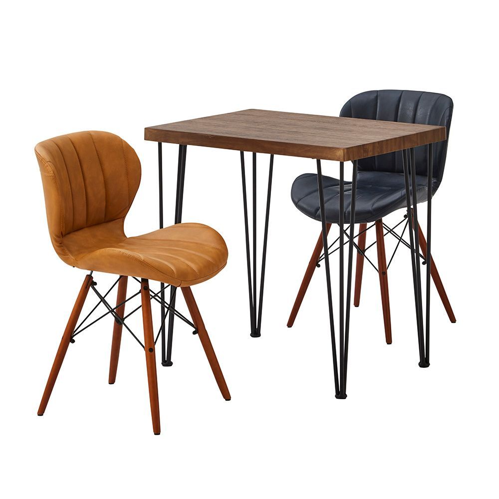 レザー調ダイニングチェア2脚 75㎝幅テーブル 3点セット Layne×Umbure SH-22-VLD 3-WA-NVYE
