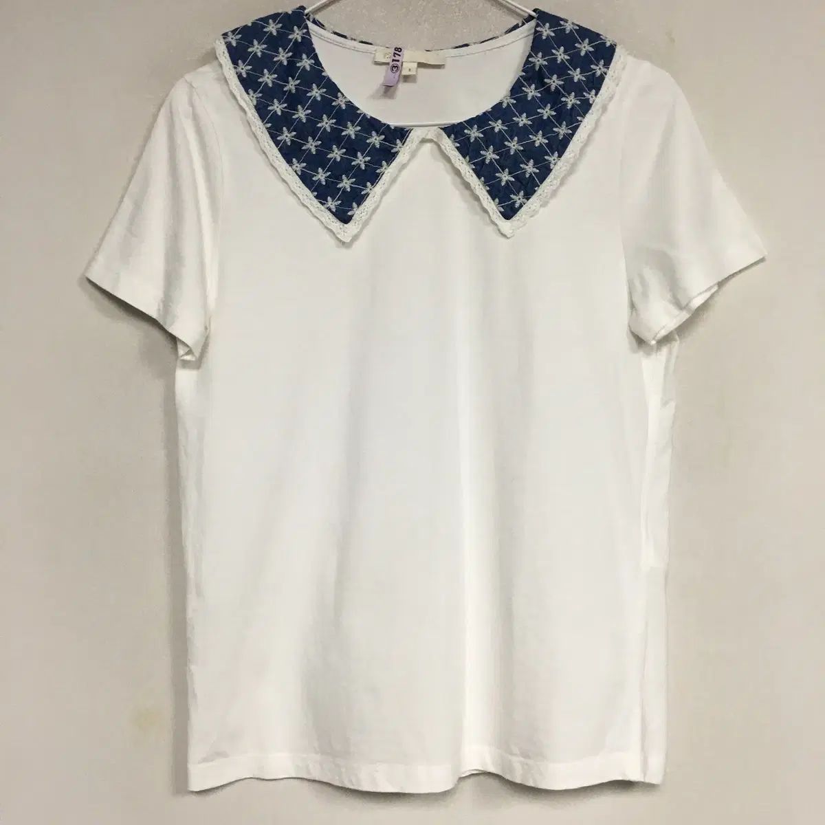 MAJE マージュ デニムカラ―半袖Tシャツ 1