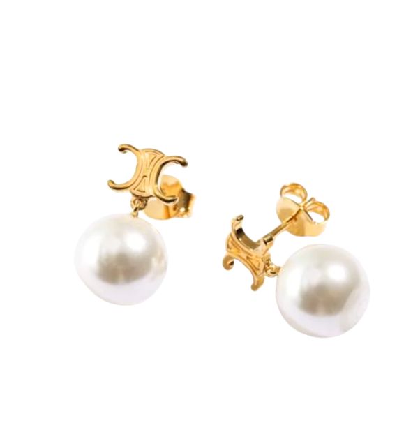 レ・ペルル CELINE ピアス / ゴールドフィニッシュ ブラス＆ガラス