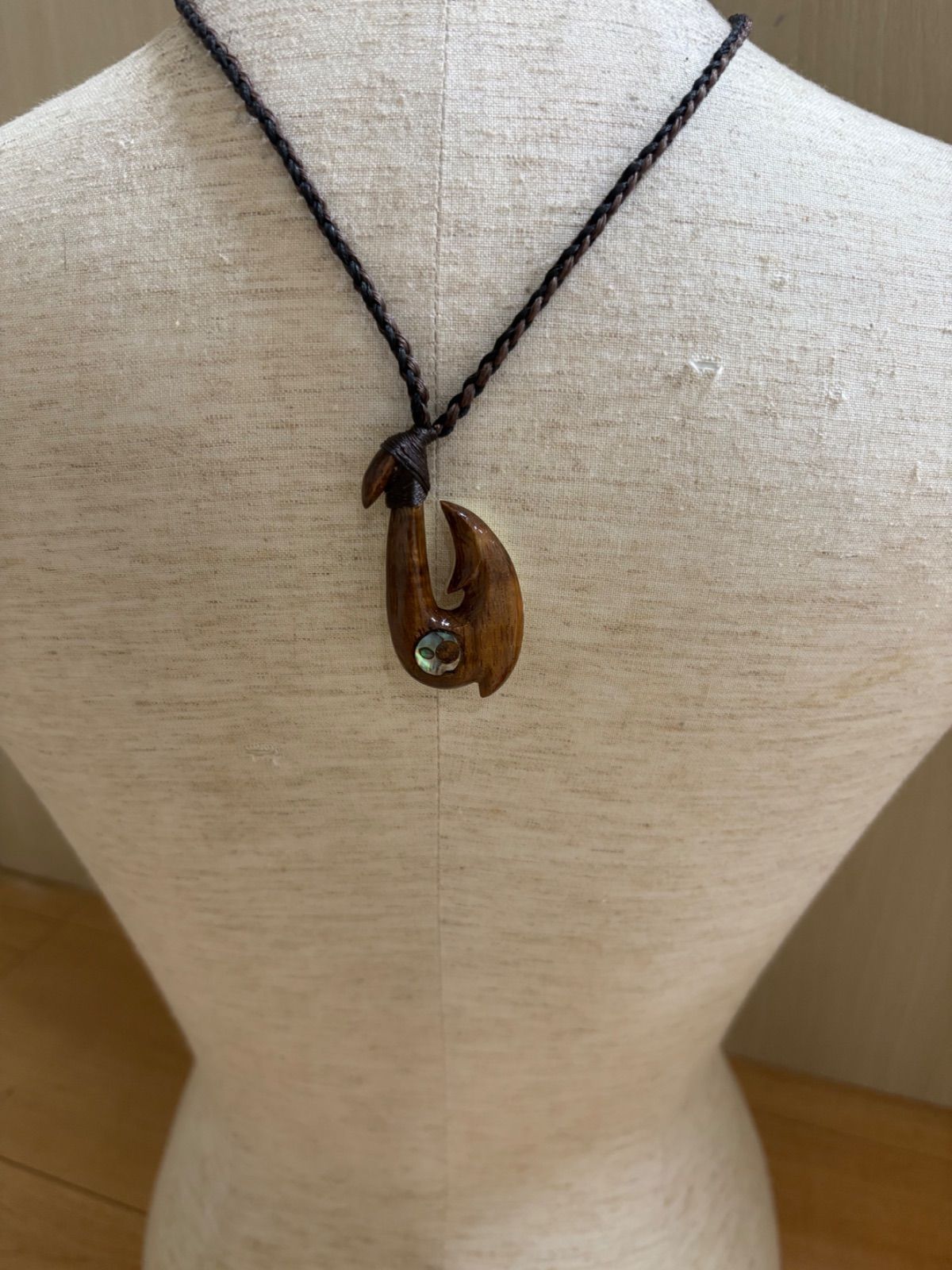 ボーンカービングネックレス(hksw7)Sサイズハワイアンコア×マッコウ お