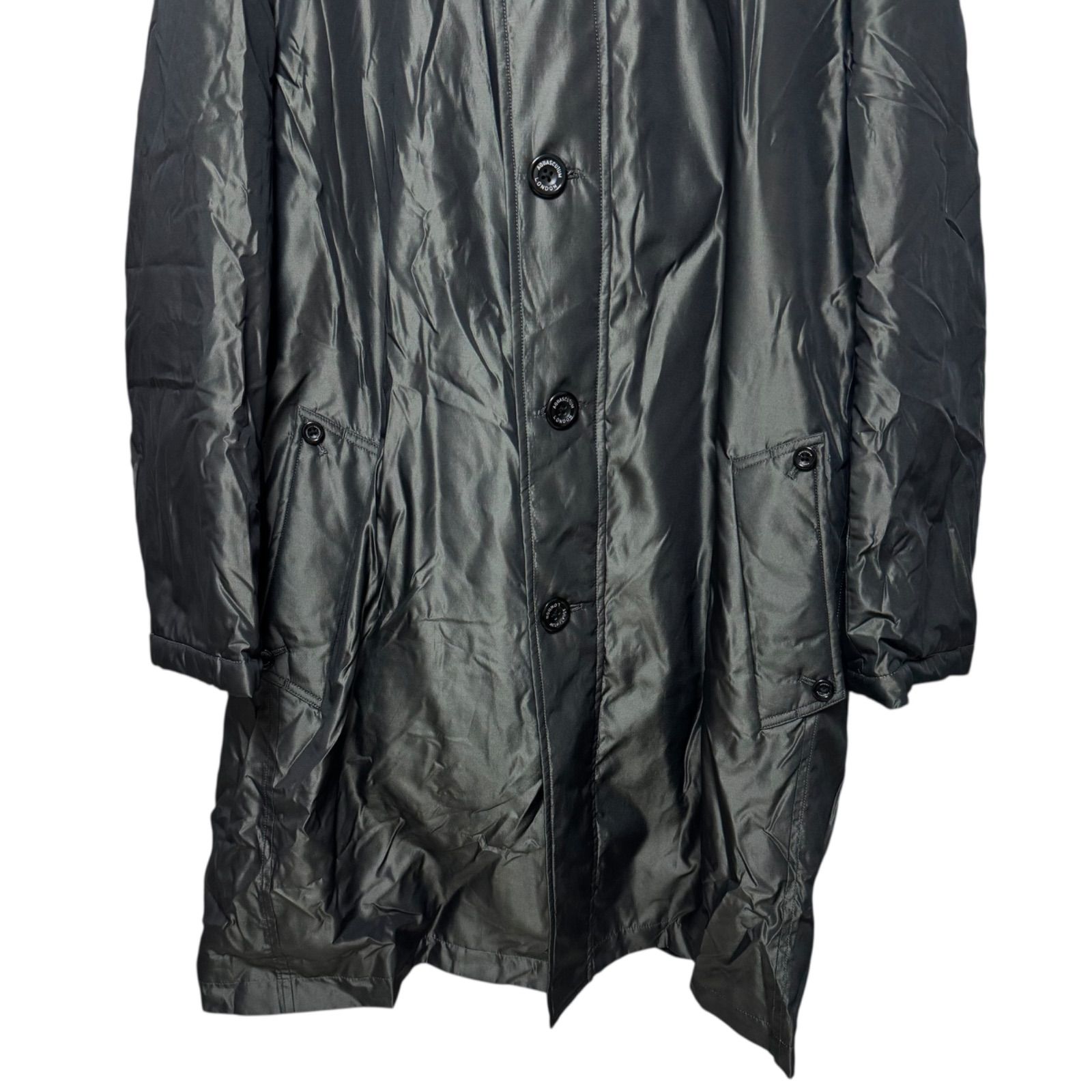 Aquascutum アクアスキュータム ロングジャケット ブラック×グリーン系