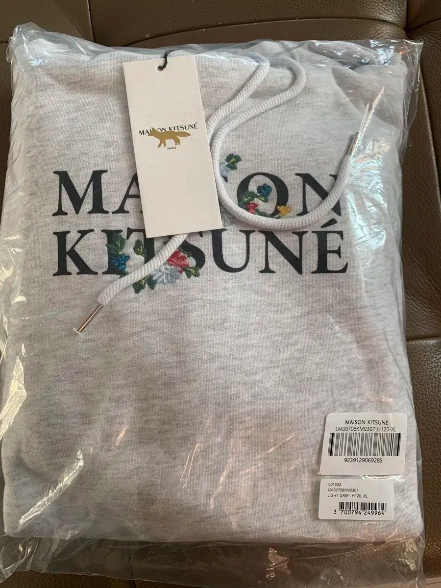 メゾンキツネ フラワー刺繍 ロゴ フーディー Tシャツ メランジグレー XL