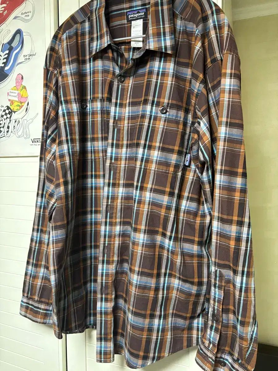 patagonia オーガニック コットン シャツ チェック柄 ブラウン L
