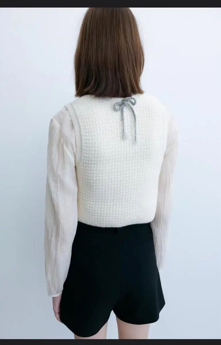  タナット メッシュ ラウンド ベスト グレー 長袖 ニット セーター