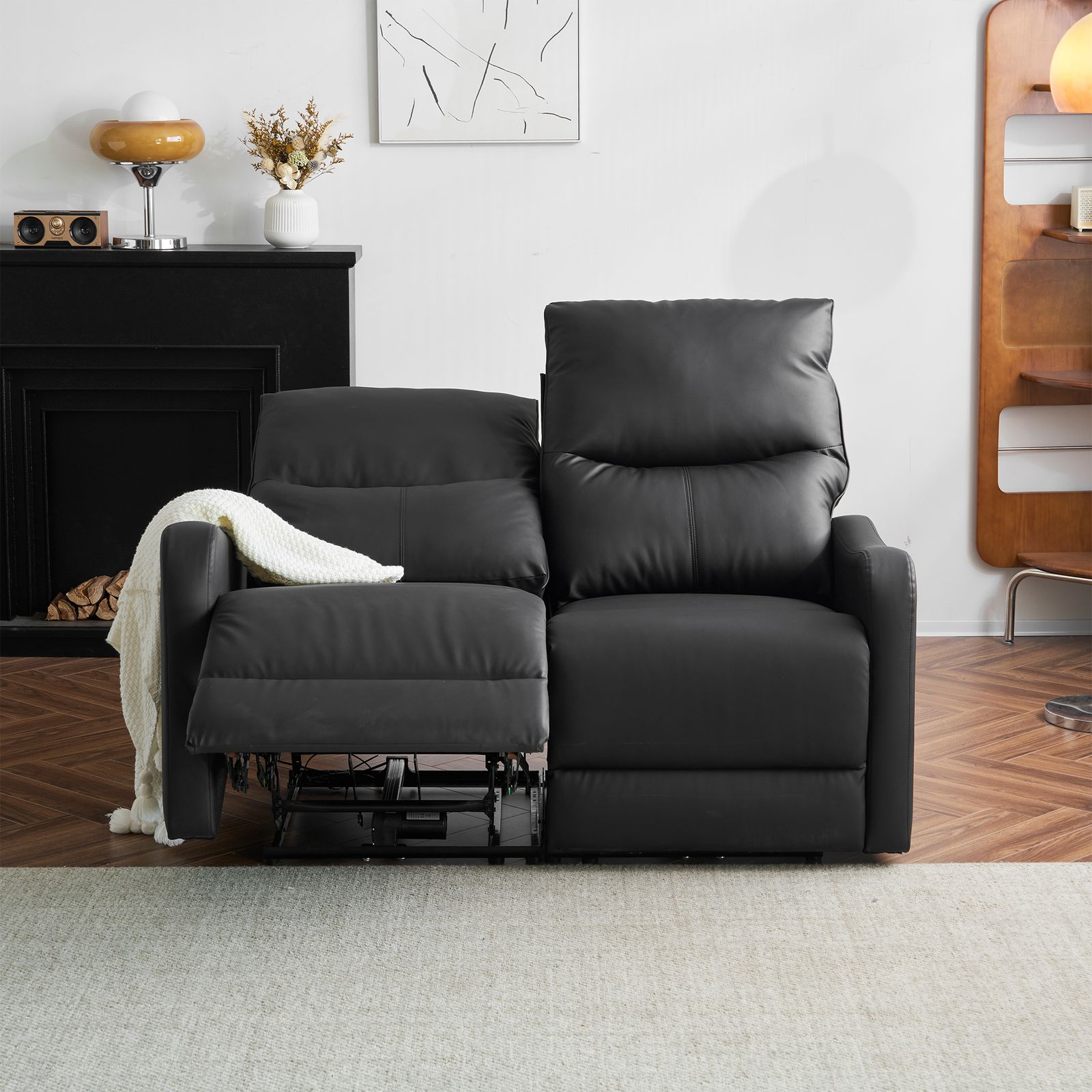  リクライニングチェア リクライニングソファ 2人掛け 電動 リクライニング オットマン一体型 パーソナルチェアー 電動ソファ 耐圧分散 一人暮らし 二人掛け ブラック ステッパー フィットネスマシン