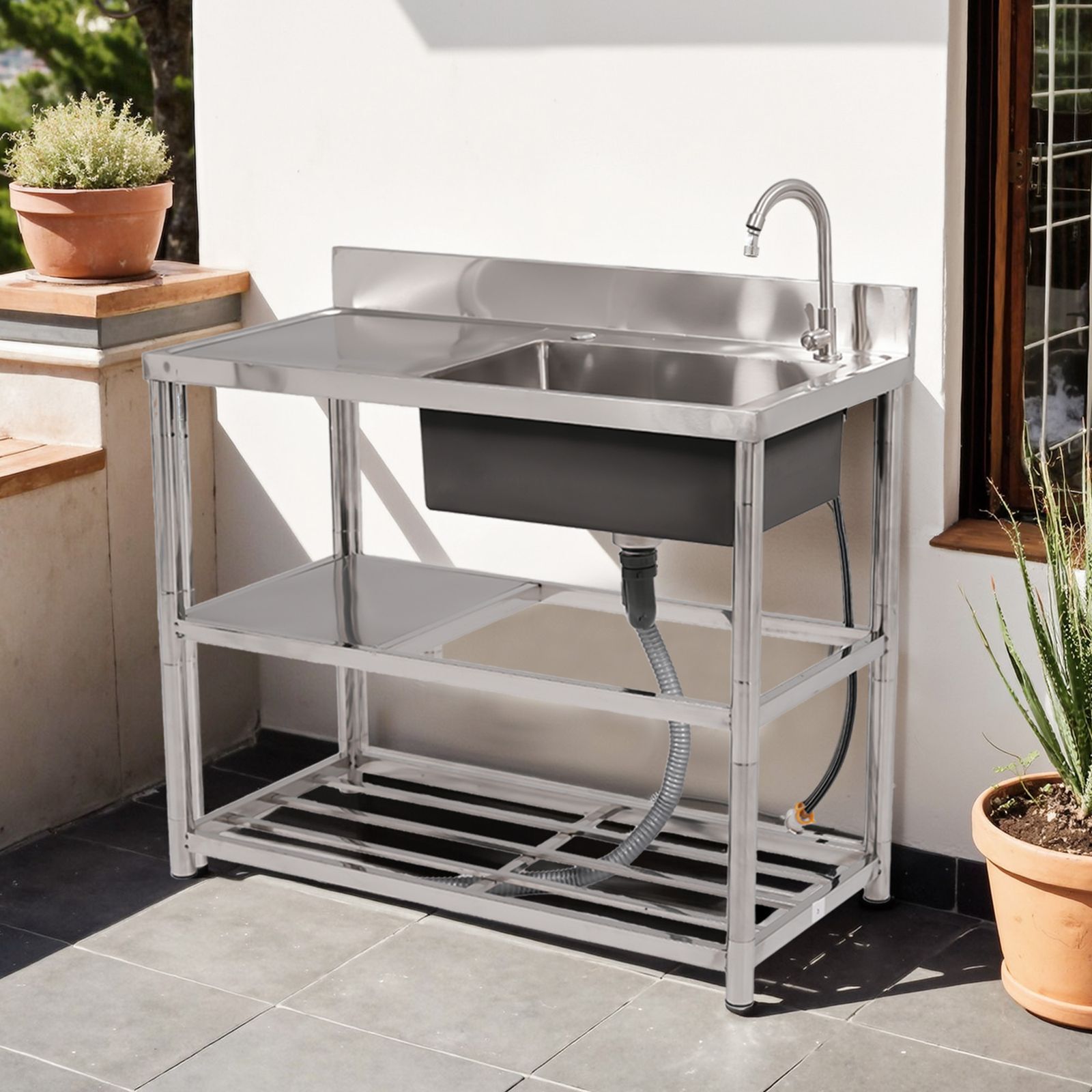 幅100cm】屋外 流し台 ステンレス ガーデンシンク 作業台 キッチン